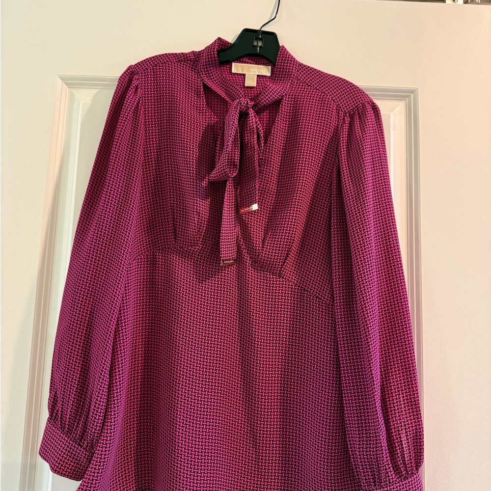 Michael Kors Magenta Blouse with Tie Detail